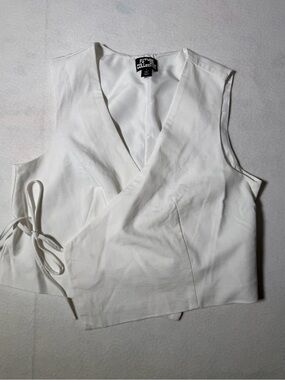 Future Collective White Wrap Crop Vest